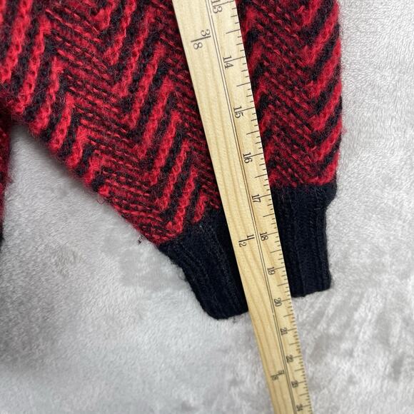 Vtg 80's Saito Small Chevron Large Button Wool Sweater Boom Boom Shoulder Pads - Picture 15 of 16